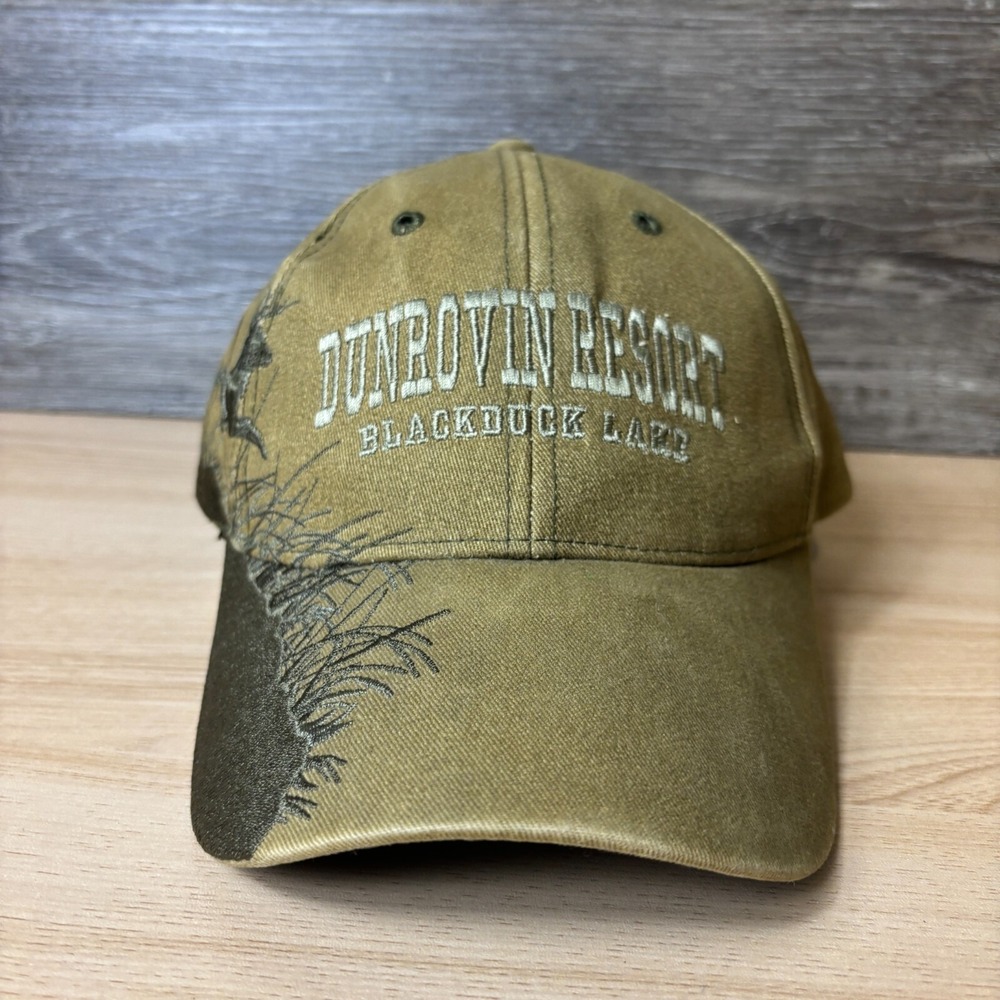 Dunrovin Resort Hat Cap Strap Back Brown Green Blackduck Lake Outdoors